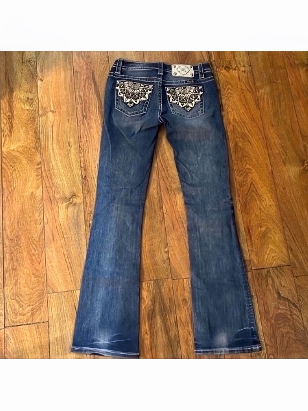 Gorgeous Miss Me Boot Jeans With Embellished Pockets 34” Inseam